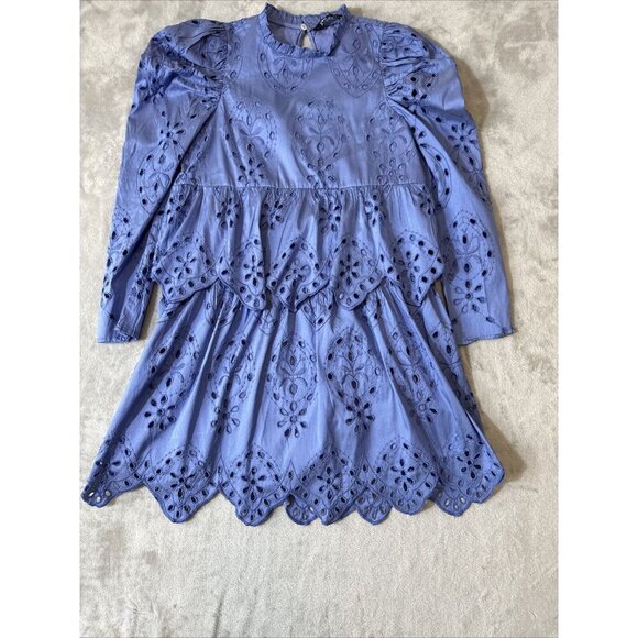 Women’s Zara Embroidered Eyelet Cut Out Dress Size Small - Picture 7 of 15
